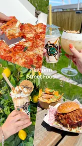 A promotional reel for Platform Street Food in Cardiff Bay, featuring a variety of dishes including burgers, pizza, pasta, and desserts, alongside shots of the venue's outdoor seating and interior.