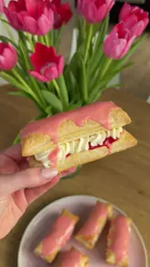 A step-by-step home cooking tutorial for making traditional jam and cream slices, presented with a nostalgic and heartfelt tone.