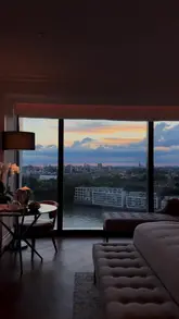 A montage showcasing the facilities and atmosphere of the Park Hyatt River Thames, including room views, the swimming pool, fitness center, and restaurant dining.