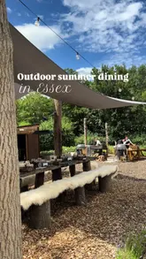 A promotional reel showcasing an outdoor 'Garden Gathering' dining event at Down Hall Hotel & Spa, featuring shots of the venue, food preparation, and the dining experience.