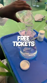 A short, fast-paced montage showing children participating in various science experiments at the Mini Genius Lab, including making slime and creating chemical reactions.