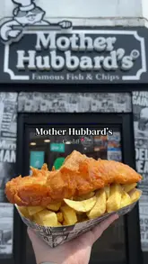 A fast-paced, engaging review of Mother Hubbard's in Cardiff, featuring a variety of menu items including their signature fish and chips, a Mexican-style burger, loaded fries, and sticky toffee pudding. The video uses a vlog-style format with voiceover and text overlays to highlight the portion sizes and food quality.