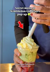 A promotional vlog showcasing a limited-time Wimbledon-themed matcha pop-up at a Caffè Nero location, featuring exclusive drinks, a claw machine, and merchandise.