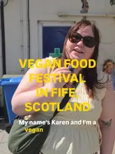 A vlog-style recap of a visit to VegFest Fife, showcasing various vegan food vendors, including bakeries, street food stalls, and artisan producers.