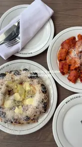 A short, engaging reel showcasing a couple's Italian dinner date at Malocchio in Glasgow, featuring various dishes like pizzette, pasta, schnitzel, and tiramisu.