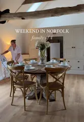 A family travel vlog documenting a weekend stay at a holiday rental in Norfolk, featuring interior shots of the accommodation and visits to local attractions like BeWILDerwood and the beach.