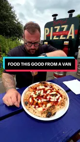 A creator reviews a local pizza van ('Proper Good Pizza') parked at a pub in Altofts, Wakefield, showcasing their Neapolitan-style pizzas and the outdoor setting.