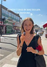 A vibrant, fast-paced vlog following a creator's day out in Deptford, London, featuring visits to a local vegan cafe, a street market, charity shops, and a Vietnamese restaurant.