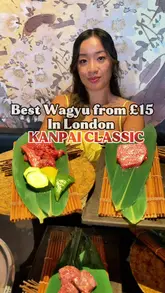 A short, energetic review of Kanpai Classic in London, focusing on their affordable Wagyu beef lunch deal. The creator highlights the quality of the meat and the interactive experience of cooking it on a charcoal grill.