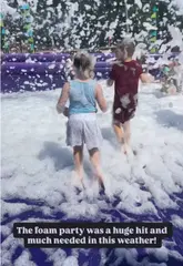 A fast-paced, energetic reel showcasing a family day out at Hobbledown Heath. The video features a variety of activities including a foam party, indoor soft play, marble runs, outdoor adventure playgrounds, animal encounters, and Zorb balls, highlighting the fun and active nature of the venue for children.