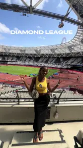 A high-energy vlog documenting a day at the Diamond League athletics meet at the London Stadium, featuring race highlights, crowd atmosphere, and food truck dining.