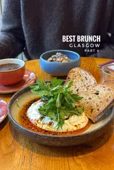 A short, polished reel highlighting the brunch menu at The Caravan Shop in Glasgow. The video features shots of the exterior, the cozy interior, the menu, and close-ups of brunch dishes like poached eggs and granola, set to music.