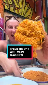 A personal vlog following a day out in Glasgow, focusing on a casual food crawl through the Barras market area. The creator visits Smokey Trotters Kitchen for a 'dirty' burger, The Crumbleologist for dessert, and ChocoVibe for a passion lemonade, interspersed with shots of the local market atmosphere.