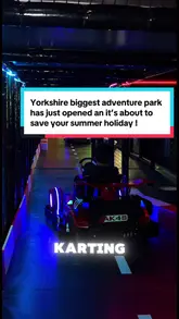 A promotional video for Flip Air, an indoor adventure park in Yorkshire. The video features quick cuts of various activities including trampolines, slides, go-karts, and ball pits, aimed at families and children looking for entertainment during the summer holidays.