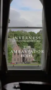 A cinematic tour of The Ambassador Hotel in Inverness, highlighting its riverside location, elegant interiors, and dog-friendly policy. The video features shots of the hotel's exterior, rooms, restaurant, and bar, accompanied by a calm voiceover.