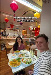A couple visits Cafe Sen in Milton Keynes to showcase a variety of Vietnamese dishes beyond just pho, including curry, crepes, and fried rice.