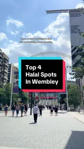 A fast-paced vlog showcasing four halal-friendly dining spots in Wembley, including a steakhouse, an Italian restaurant, a street food vendor, and a bubble tea shop.