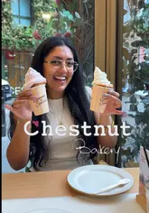 A vibrant, engaging vlog showcasing the summer menu at Chestnut Bakery in Covent Garden, highlighting their award-winning croissants, new pastries, flatbreads, iced drinks, and their signature soft-serve ice cream inside a croissant.