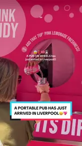 A promotional video featuring a 'pub on wheels' pop-up in Liverpool, showcasing the 7UP Pink Shandy 0% drink, the preparation process, and associated games like giant Jenga and cornhole.