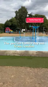 A montage video showcasing various family-oriented activities at Swanley Park, including a mini railway, splash park, ride-on cars, bouncy castle, soft play, and pedalos, along with an ice cream stop.