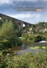 A couple visits The Rising Sun in Pensford, showcasing the pub's scenic viaduct view, dog-friendly garden, and their Sunday roast experience, including a standout pulled-beef scotch egg.
