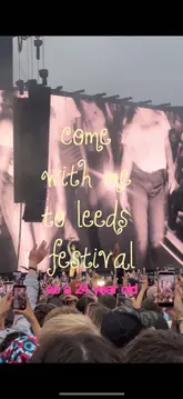 A day-in-the-life vlog documenting a 24-year-old's experience at Leeds Festival, featuring shopping for festival gear, eating festival food like mac and cheese and crepes, and watching live music performances.